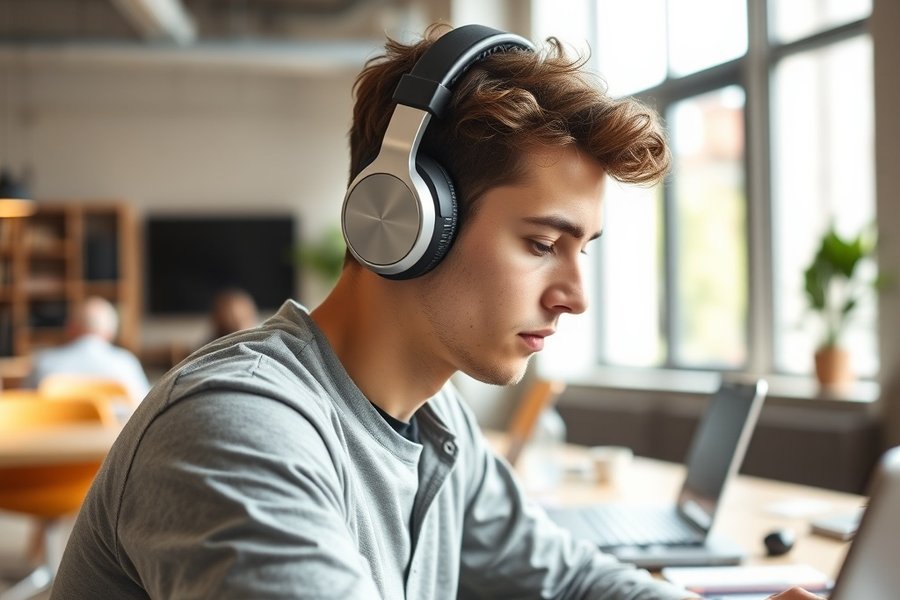 Casque bluetooth antibruit en open-space